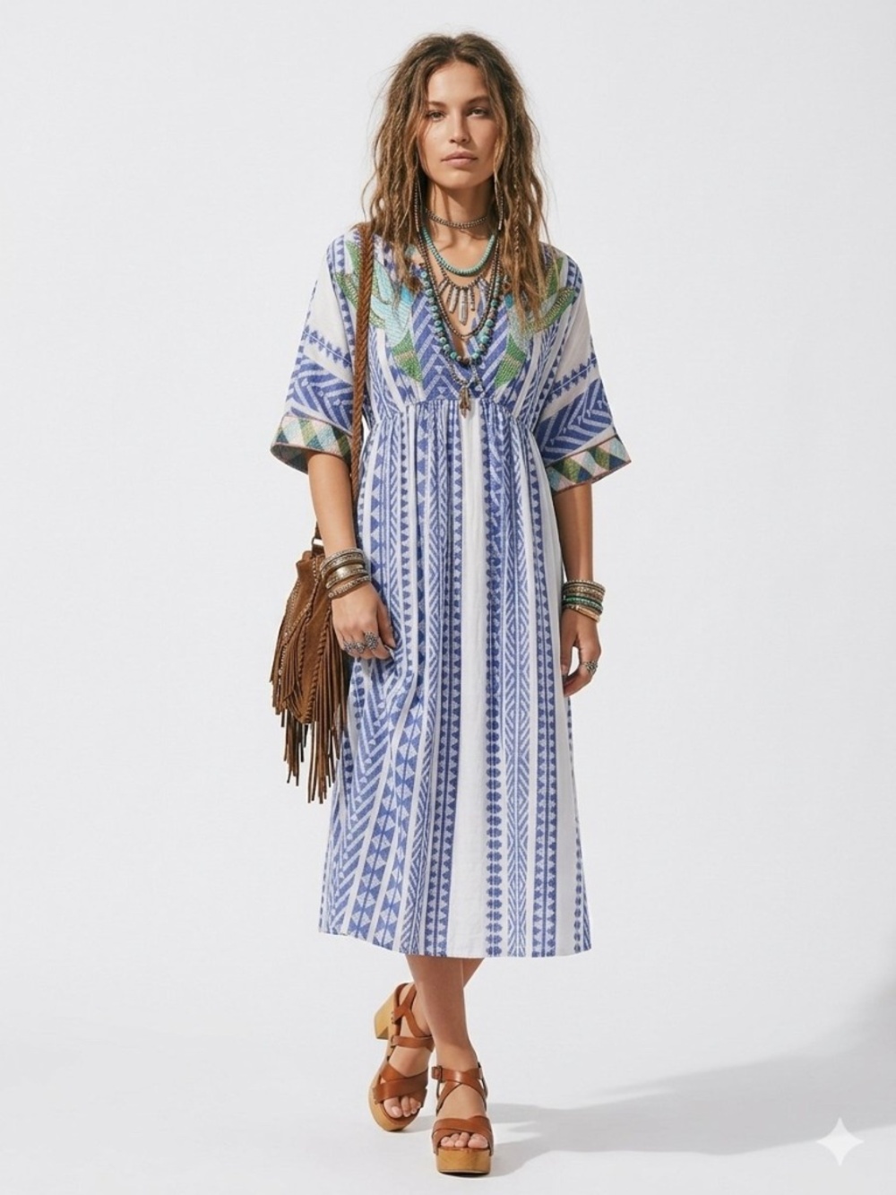 NWT Farm Rio Jacquard Embroidery Dress, Multi